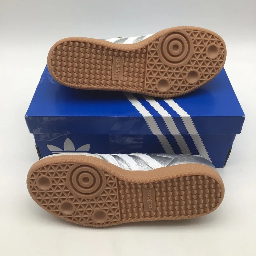 Adidas Samba OG C Kids Shoes Metallic Silver White Gum KK2344 Size 2.5 US NEW